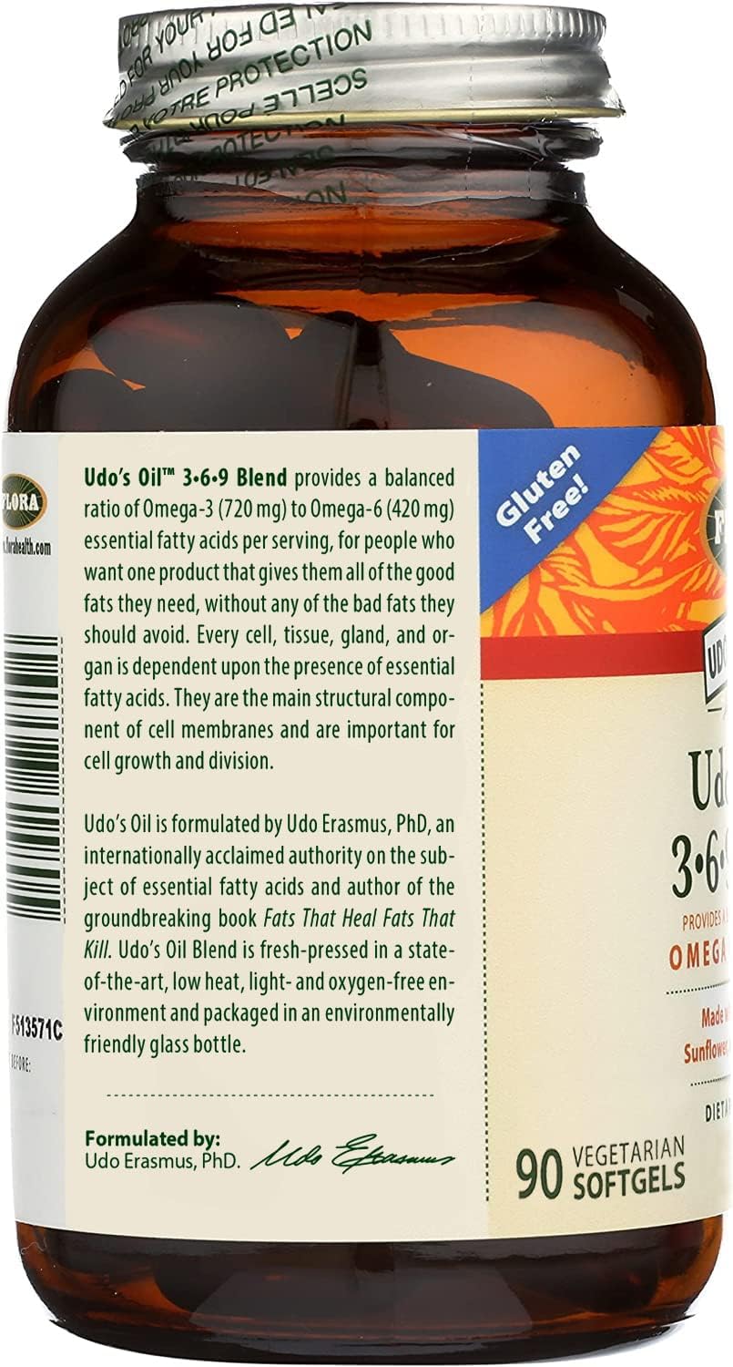 Close-up of cold-pressed oils used in Flora Udo's Oil 3-6-9 Blend