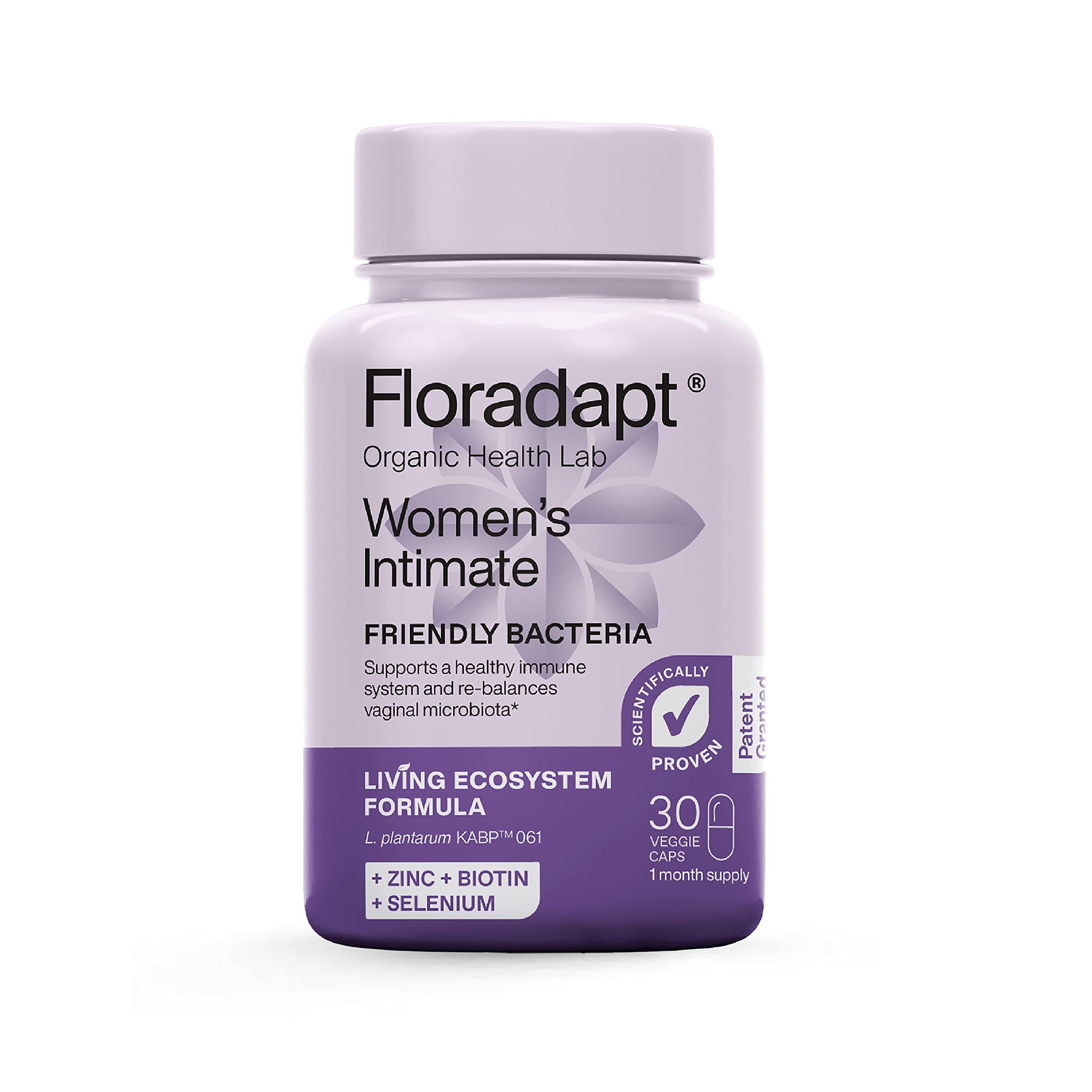 Floradapt Women's Intimate Probiotics bottle label
