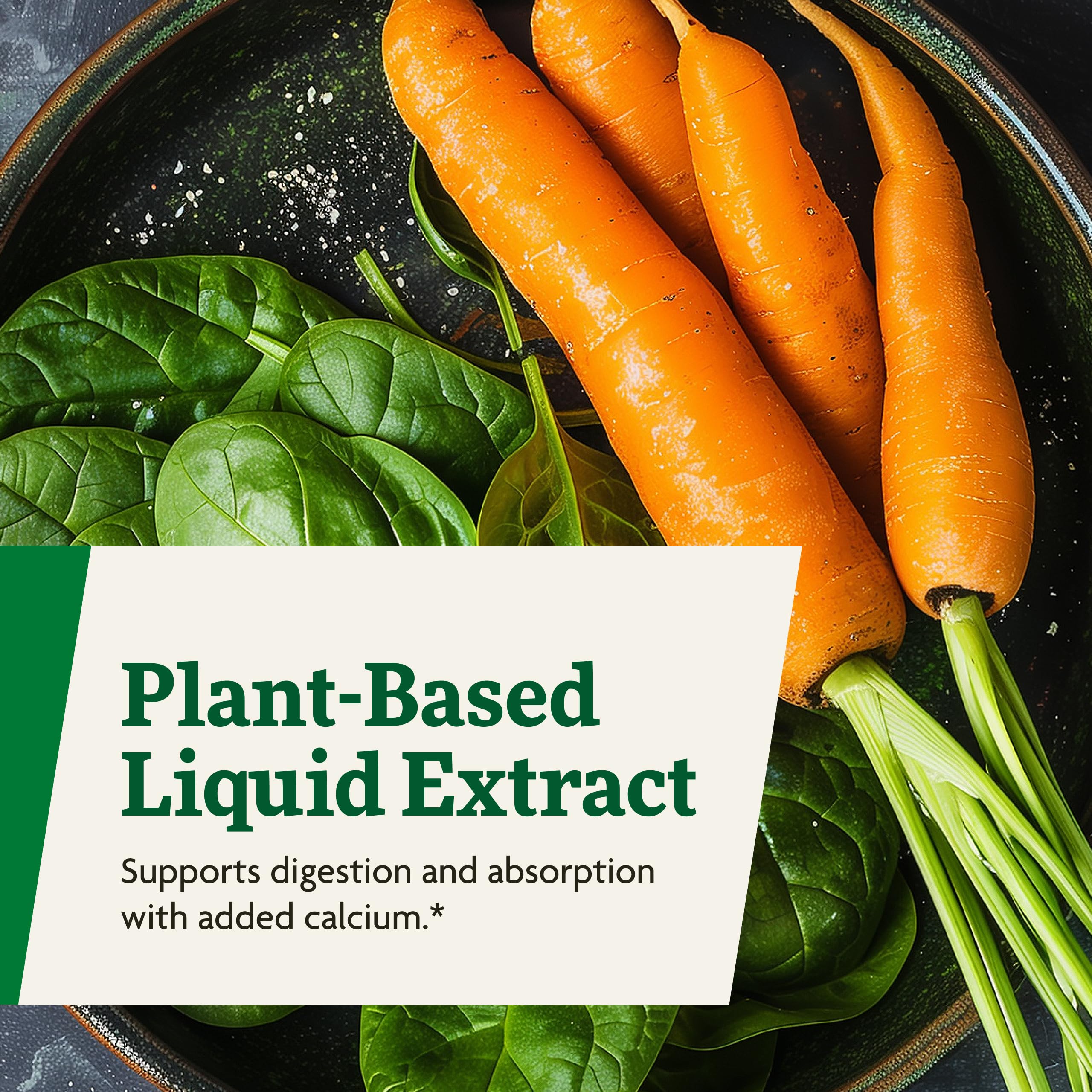 Nutrition facts panel on Floradix Calcium Liquid bottle