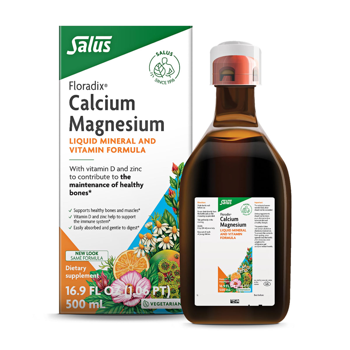 Floradix Calcium Magnesium liquid bottle promoting bone health