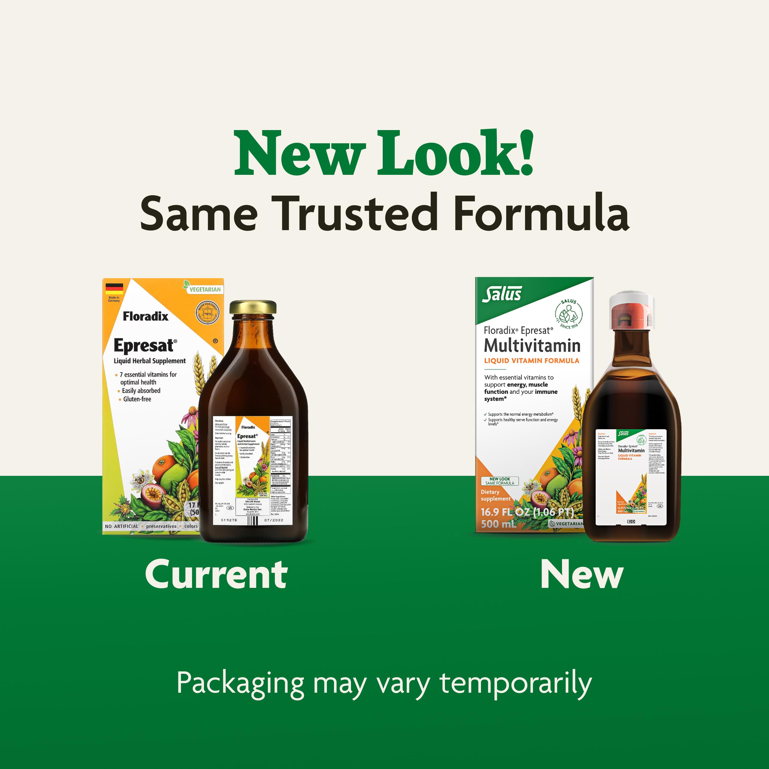 16.9 fl oz bottle packaging of Floradix Epresat