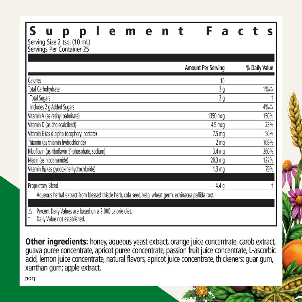 Label for Floradix Epresat adult liquid multivitamin