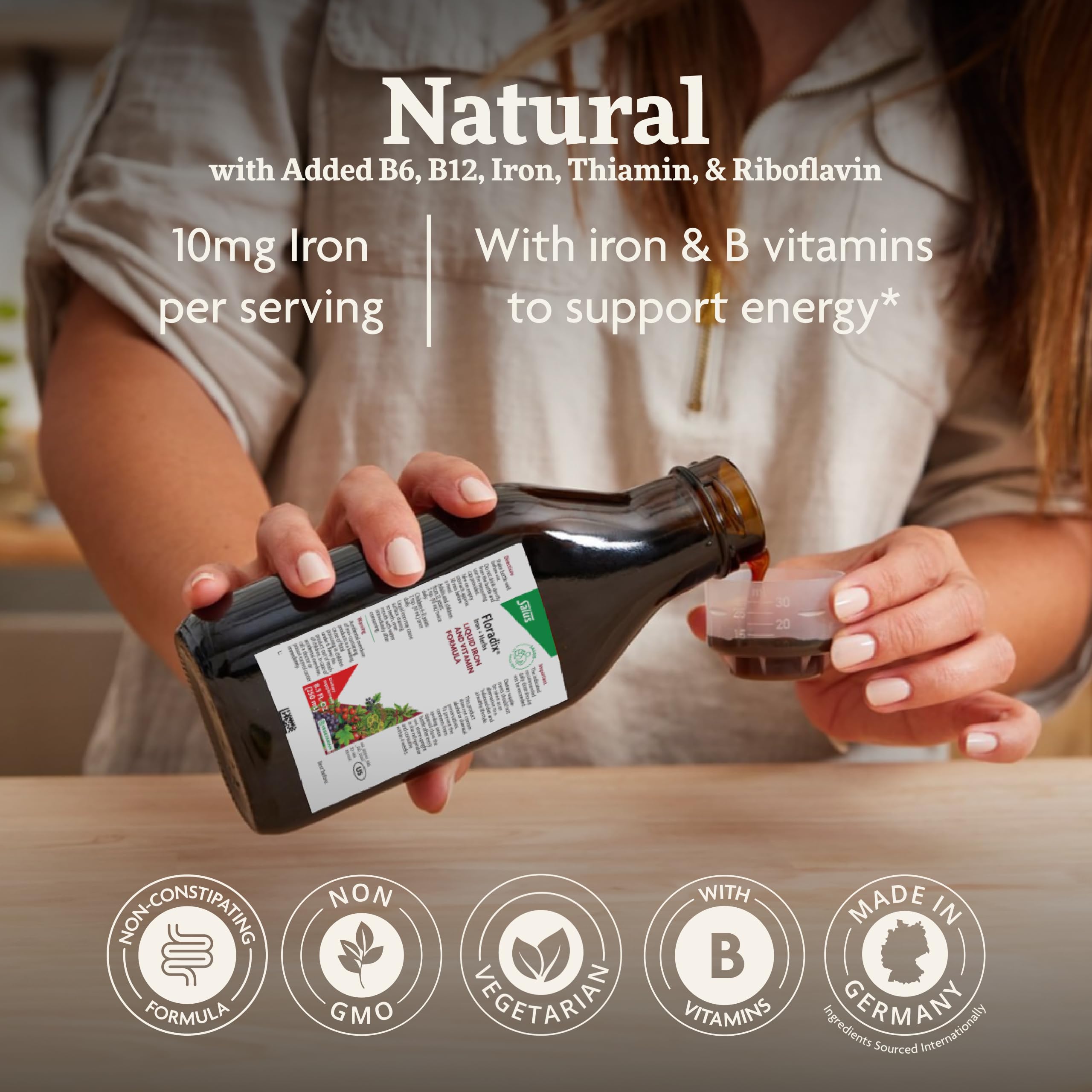 Ingredients of Floradix Iron & Herbs liquid iron supplement