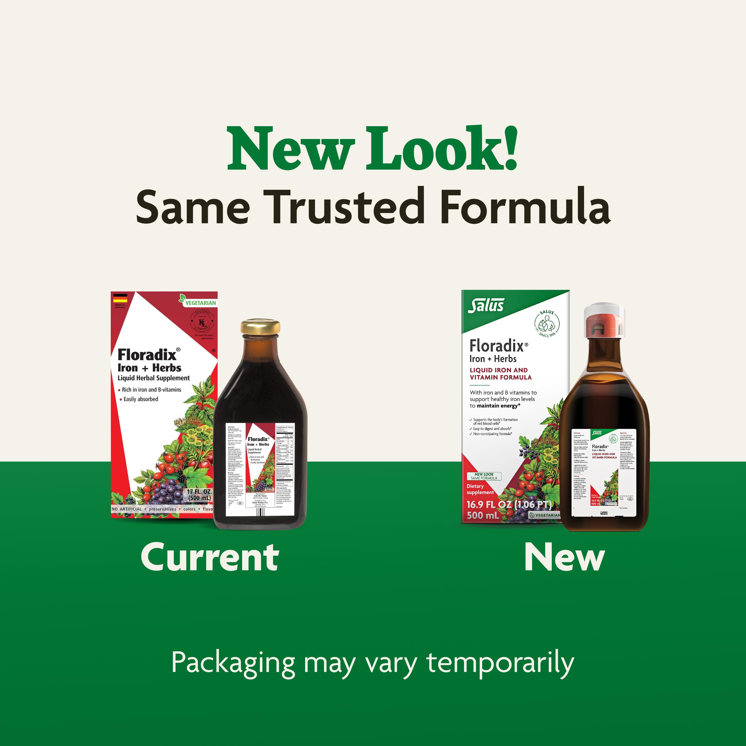 Close-up of the Floradix Iron & Herbs label