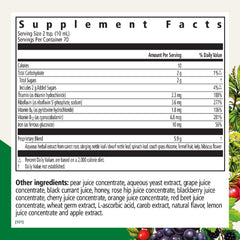 Close-up of Floradix label showing iron and vitamins