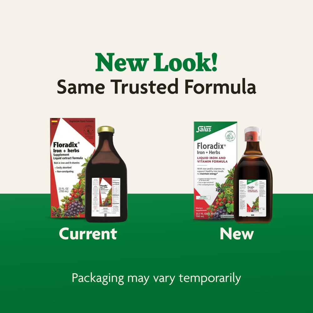 Product box and packaging for Floradix Iron & Herbs