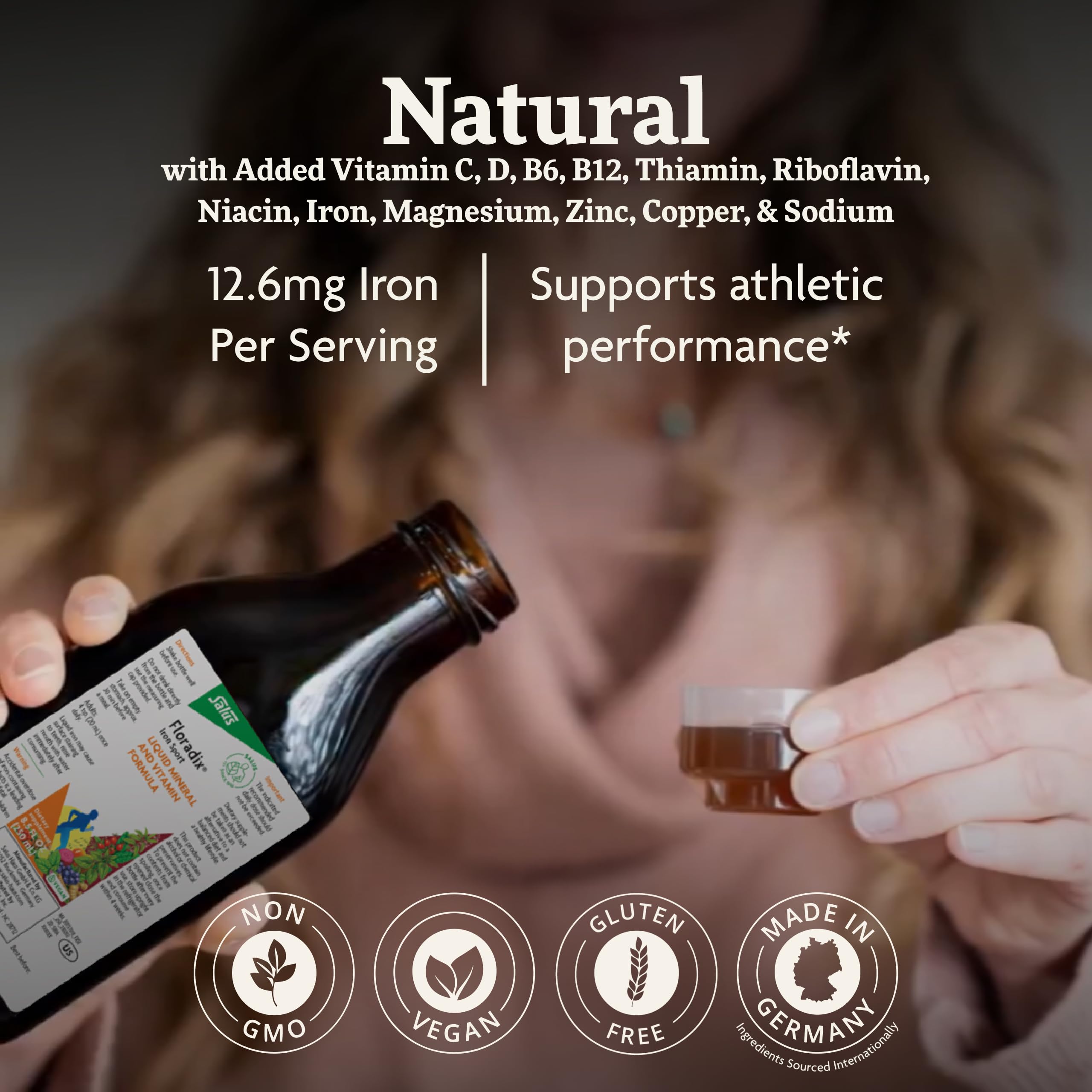 Graphic highlighting iron, B vitamins and magnesium