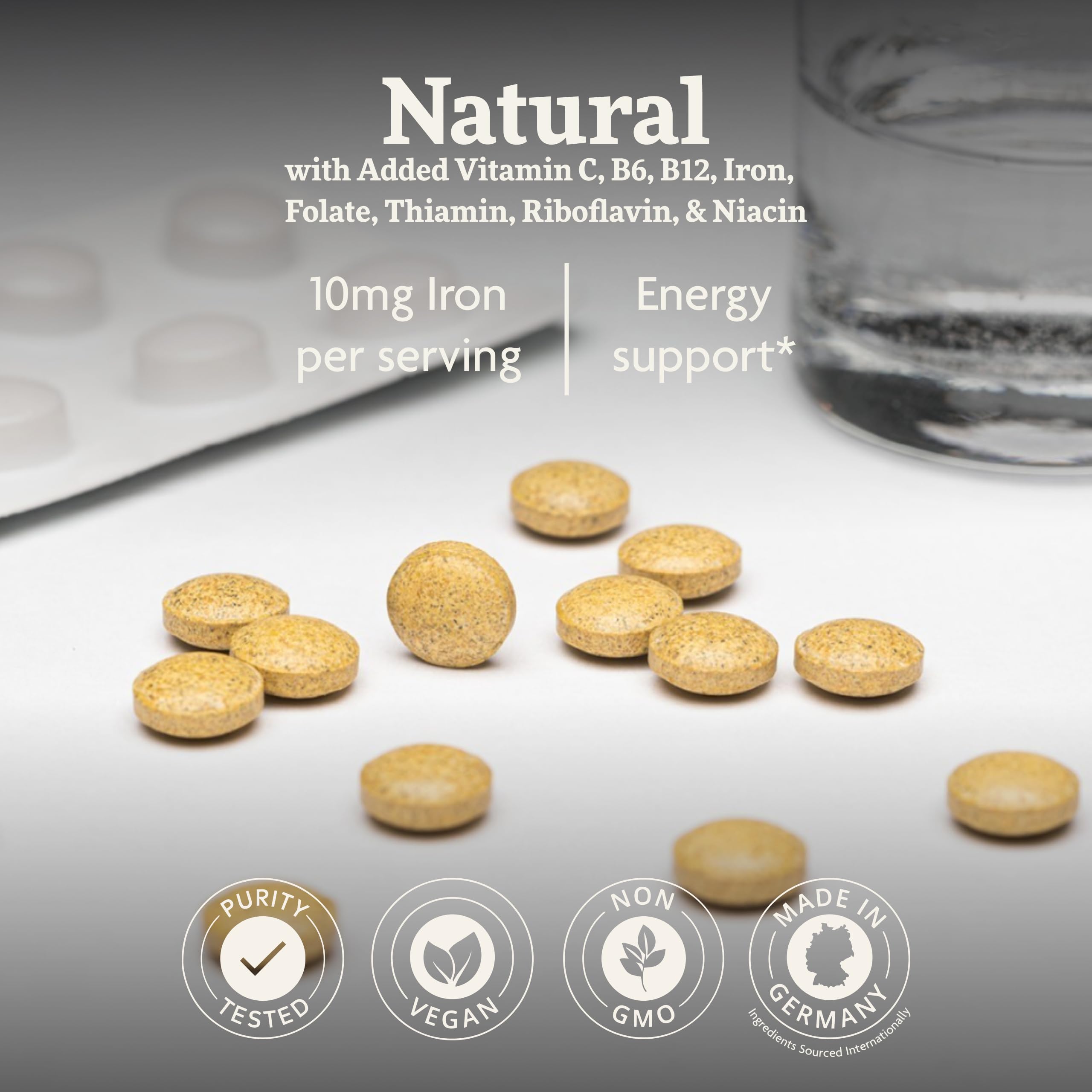 Vitamin B complex and Vitamin C information on packaging