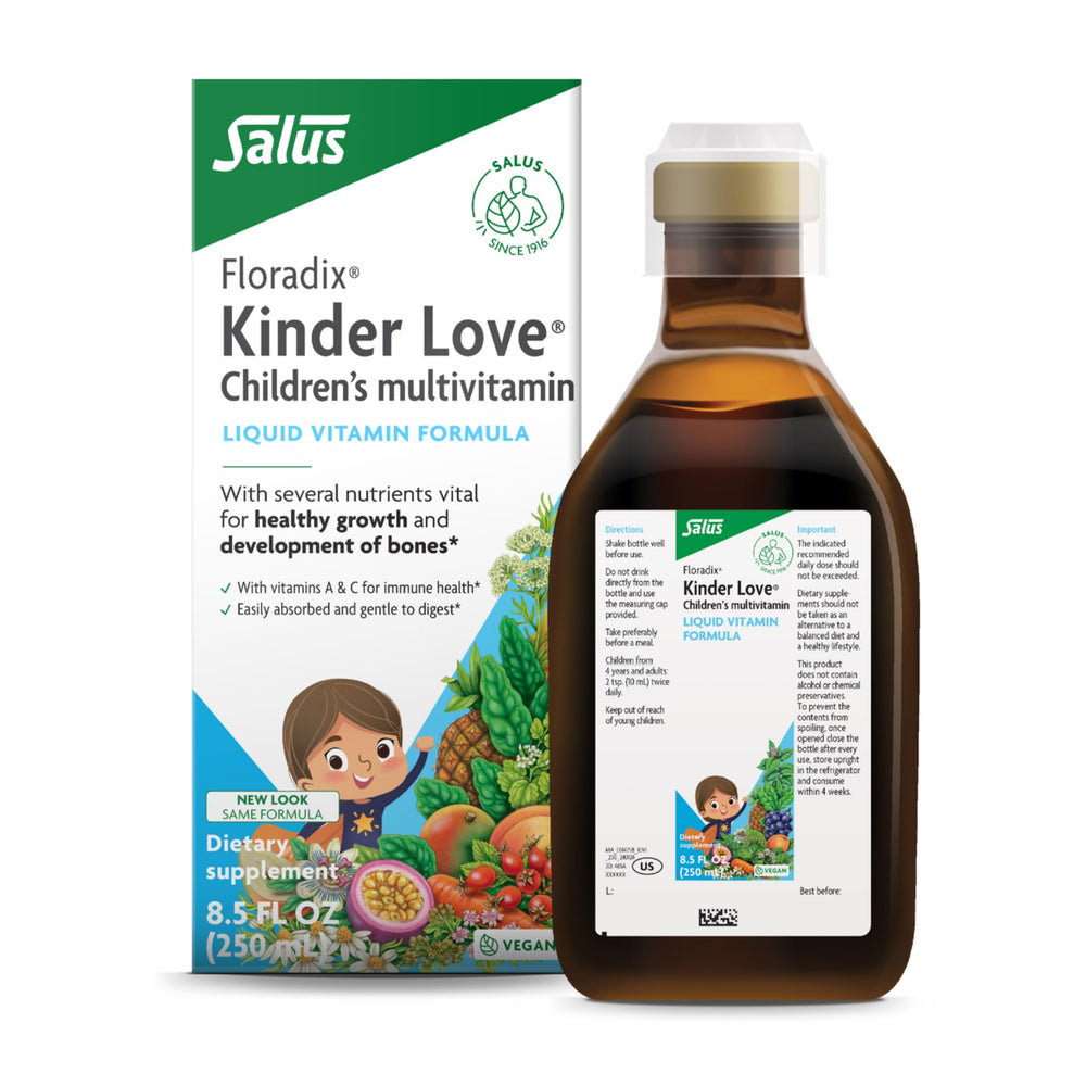 Front view of Floradix Kinder Love 8.5 fl oz bottle