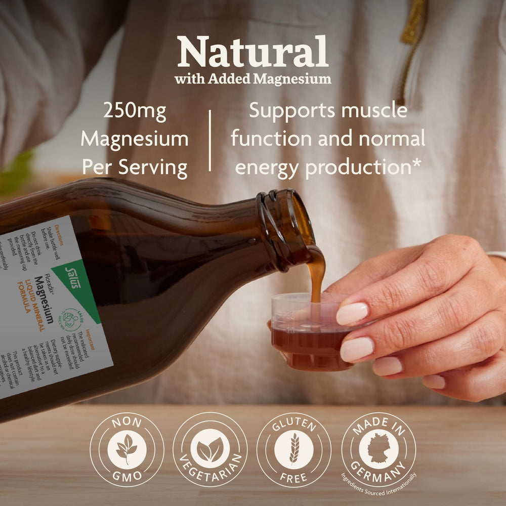 Liquid magnesium formula showing pineapple and mango infusion