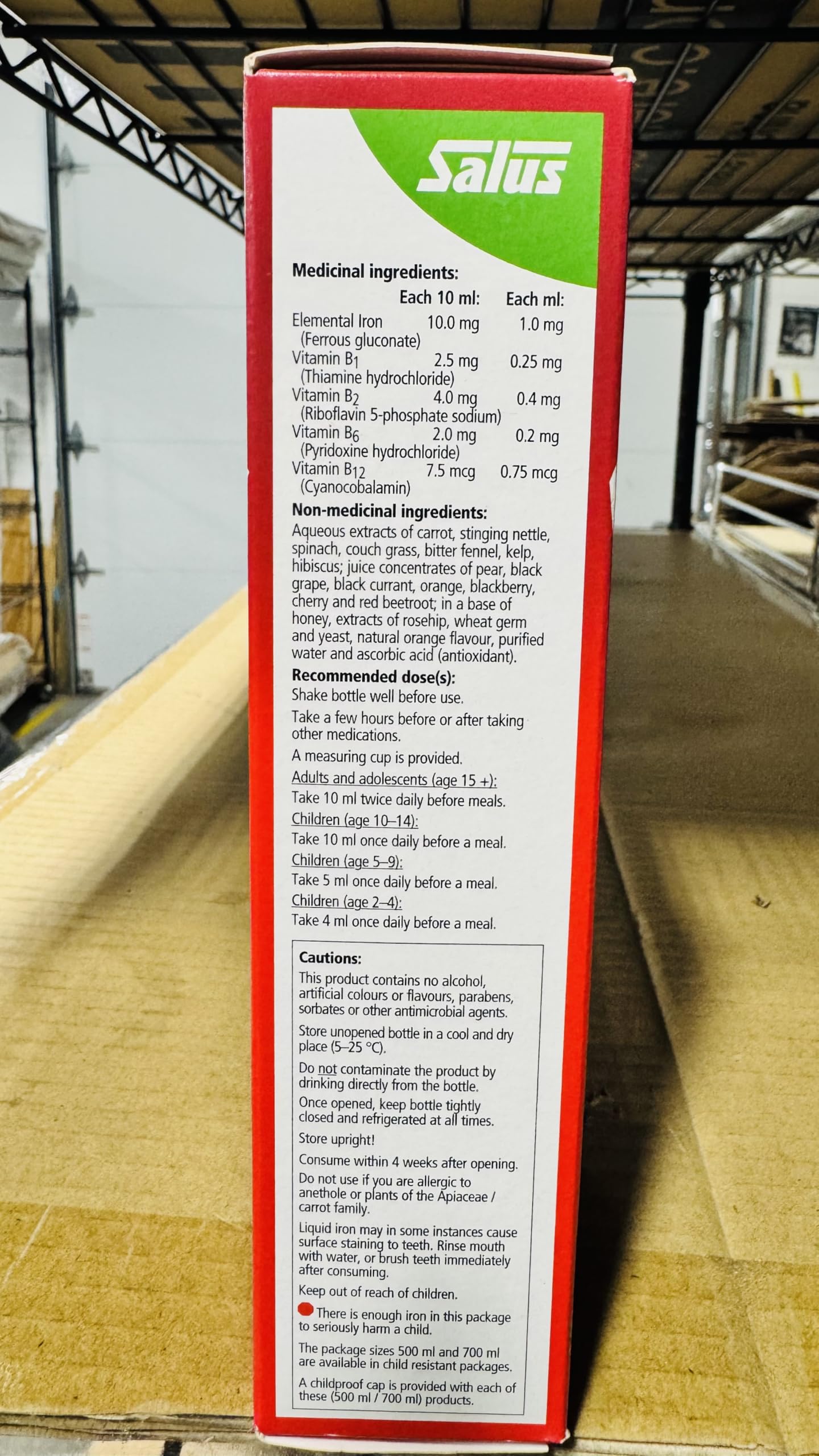 Floradix vegetarian-friendly label signals lactose-free, alcohol-free formulation