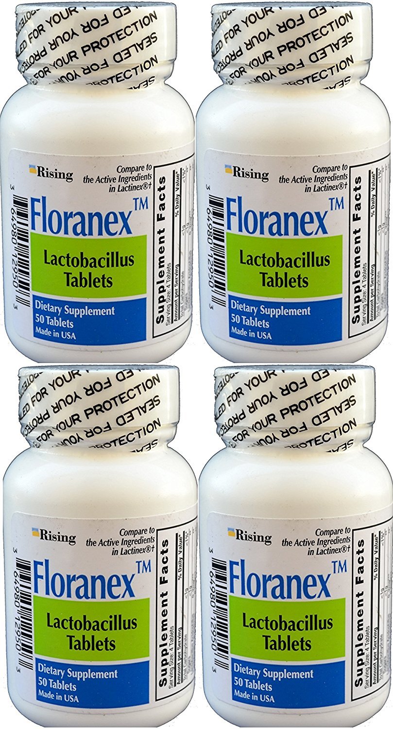 Floranex Probiotic 2M CFU bottle with Lactobacillus acidophilus, 50 tablets