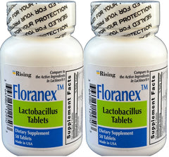 Floranex Probiotic Bottle - 50 Tablets per Bottle (Pack of 2, 100 Tablets)