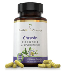 Chrysin 5,7-Dihydroxyflavone extract capsules bottle label