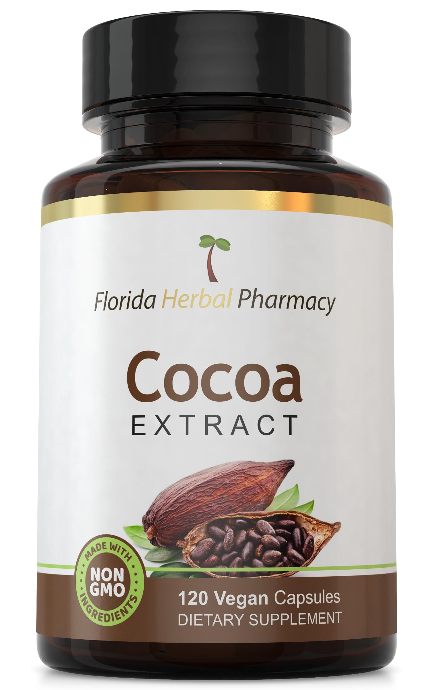 Florida Herbal Pharmacy Cocoa Extract Capsules 10:1 – 120 capsules, 500 mg per capsule