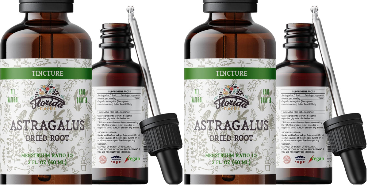 Front view of FLORIDA HERBS Astragalus Tincture bottle
