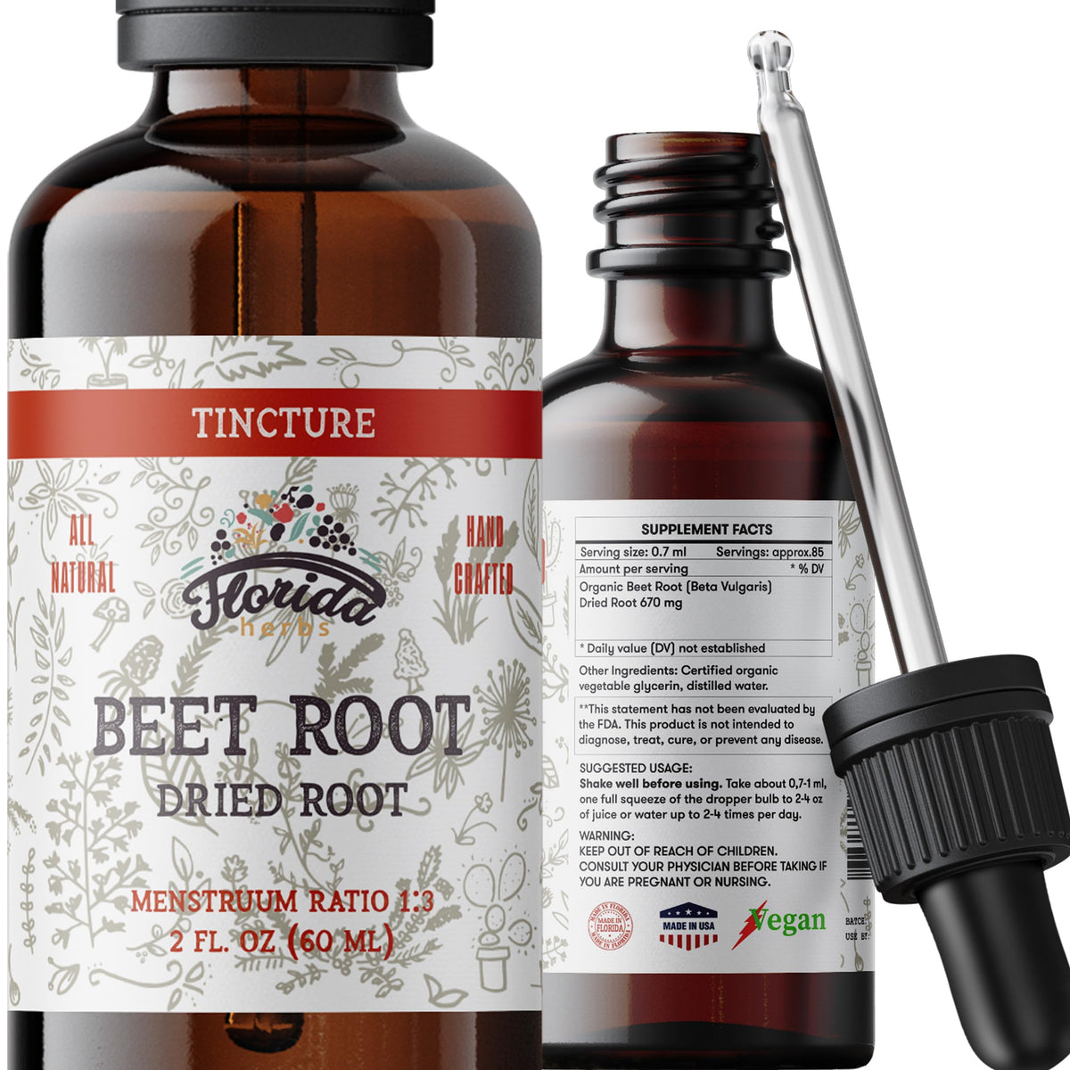 Florida Herbs Beet Root Supplement bottle with label