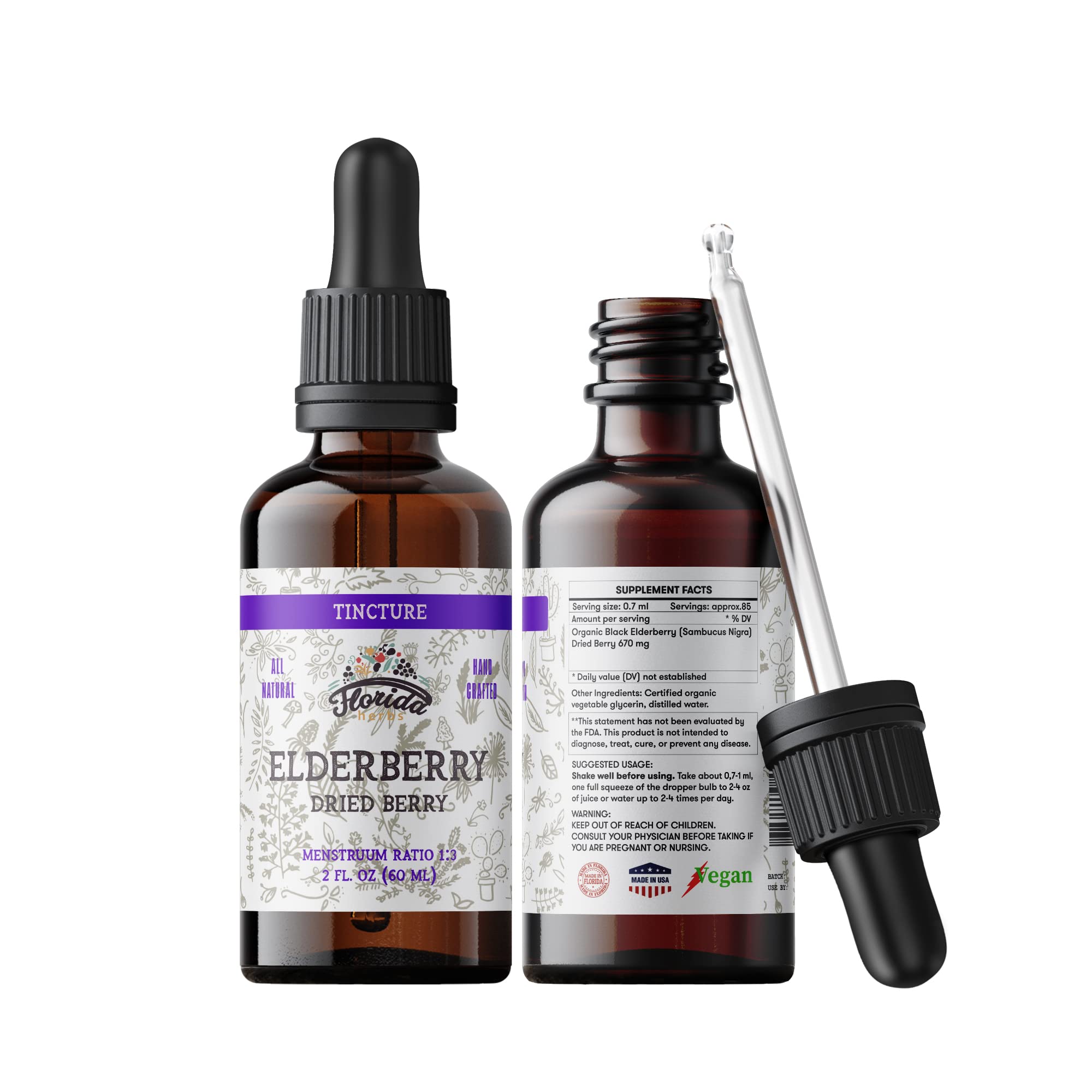 Immune support with Black Elderberry - Florida Herbs tincture bottle