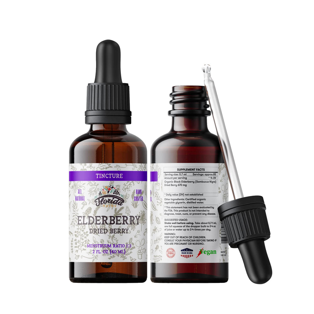 Immune support with Black Elderberry - Florida Herbs tincture bottle