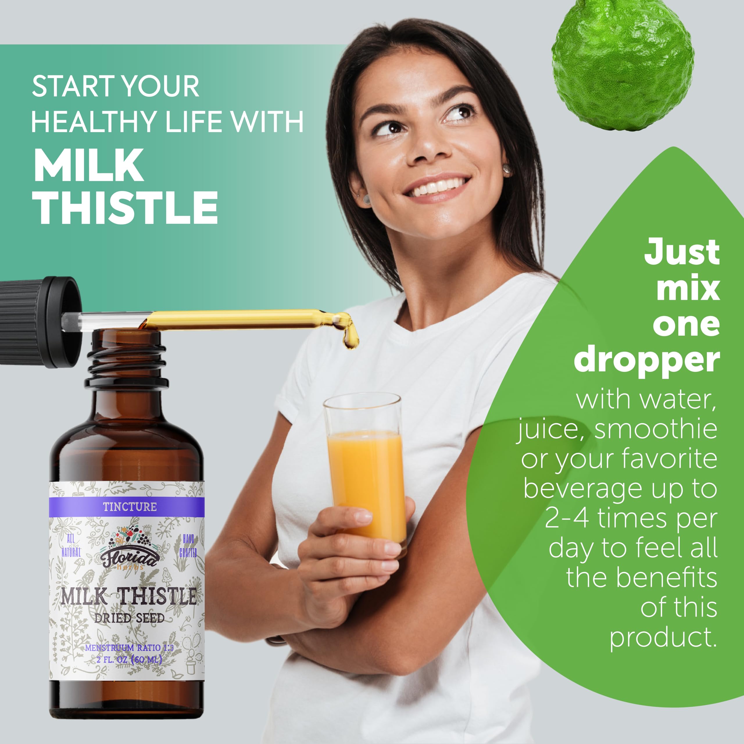 Florida Herbs Milk Thistle Tincture Dropper delivers alcohol-free extraction for flexible use