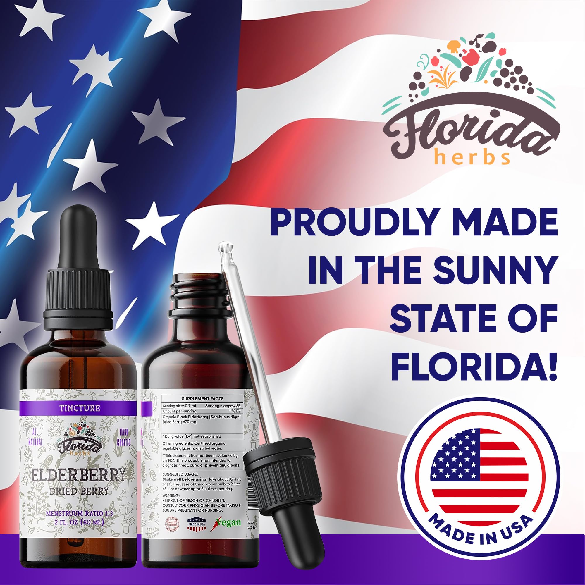 Organic Black Elderberry extract bottle - Florida Herbs