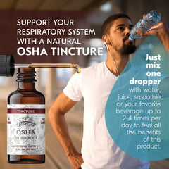 Florida Herbs OSHA Root drops-pour scene—convenient dosing for routine lung detox.