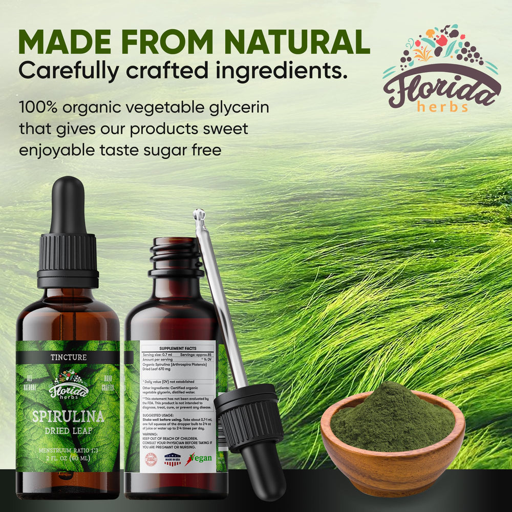 Dropper dispensing spirulina tincture