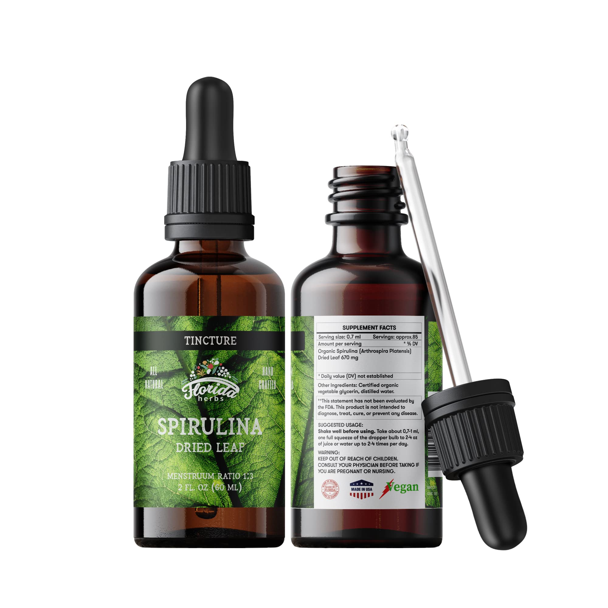 Product packaging for Florida Herbs Spirulina Tincture