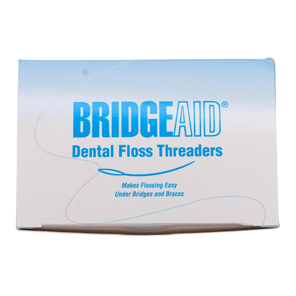 Close-up view of dental floss threader