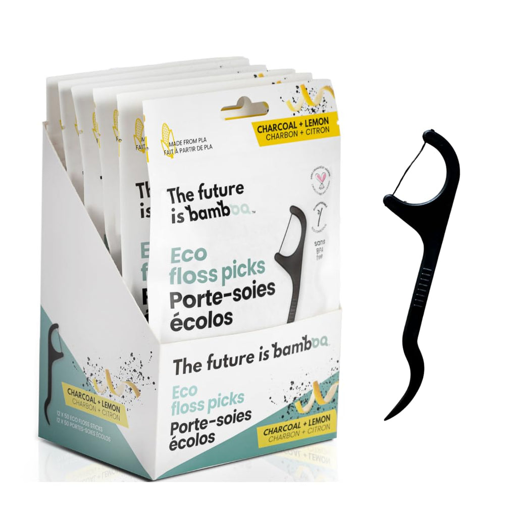 6-pack bamboo floss picks in bulk (300 pieces)