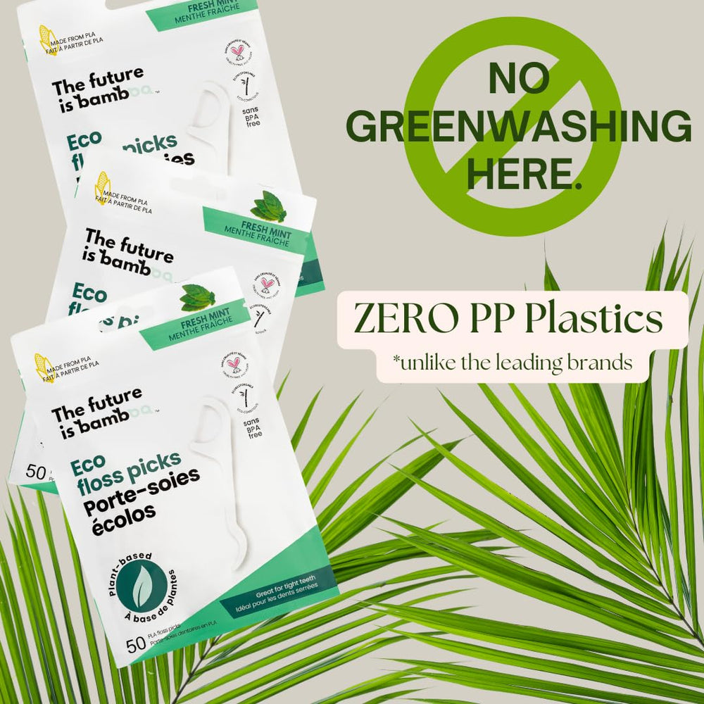 Compostable PLA floss picks for dental hygiene