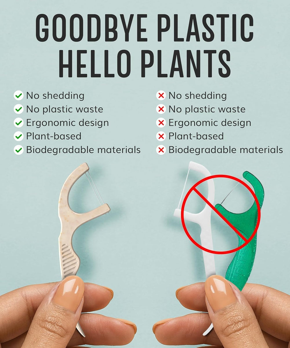 Plant-based material floss picks close-up