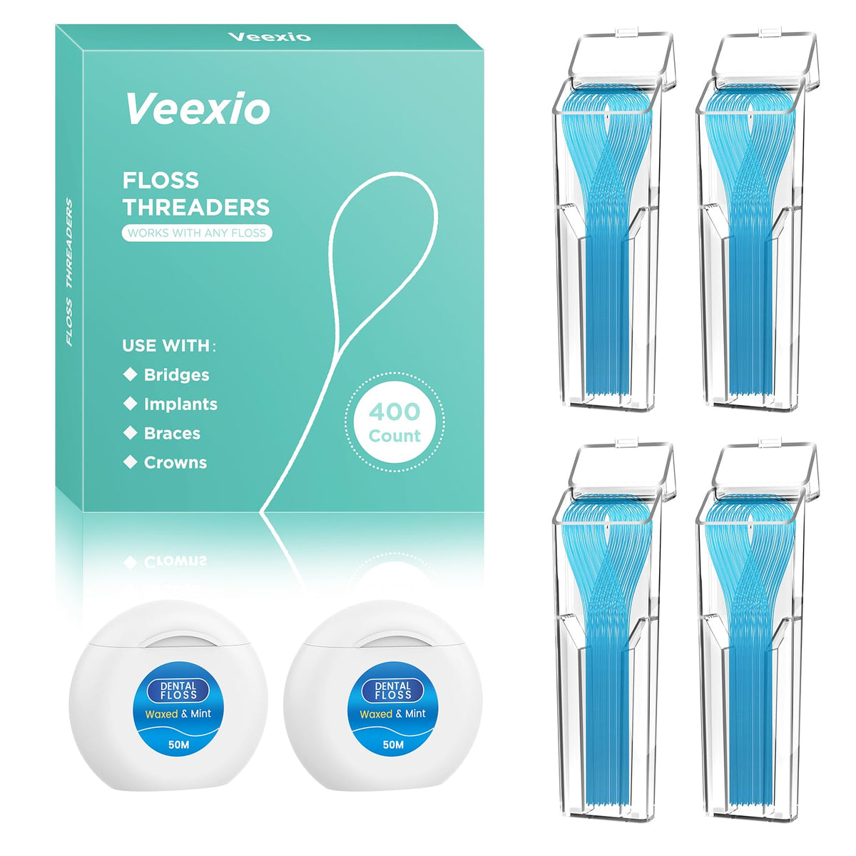 Product front view: Floss Threaders 400 Count 4-Pack