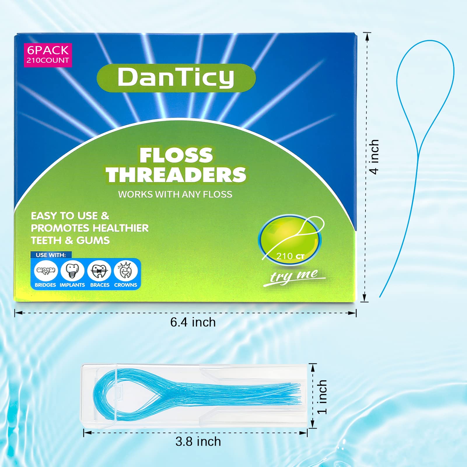 Six-pack carrying cases for floss threaders