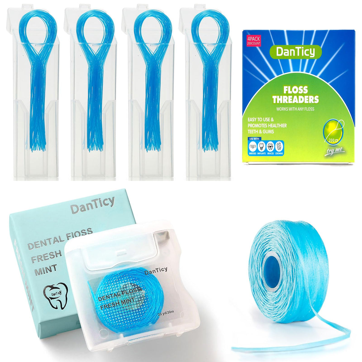 Nylon floss threader for braces