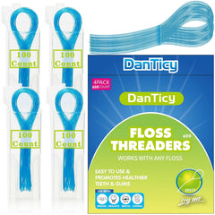 Floss threaders in four 100-count packs for braces and bridges