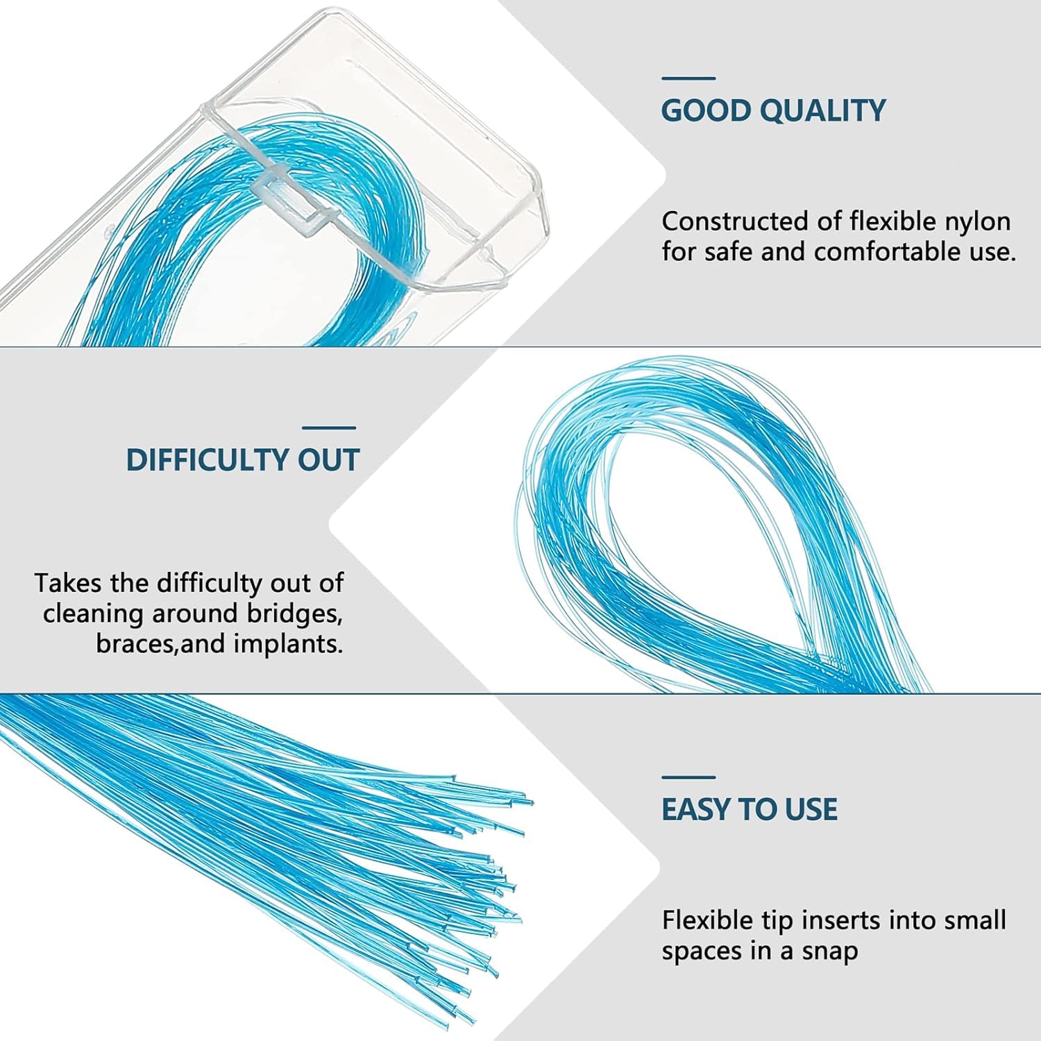 Durable nylon floss threaders designed for multiple uses
