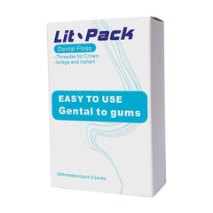 Green floss threaders for crowns, bridges and implants in 216-count, 6 packs