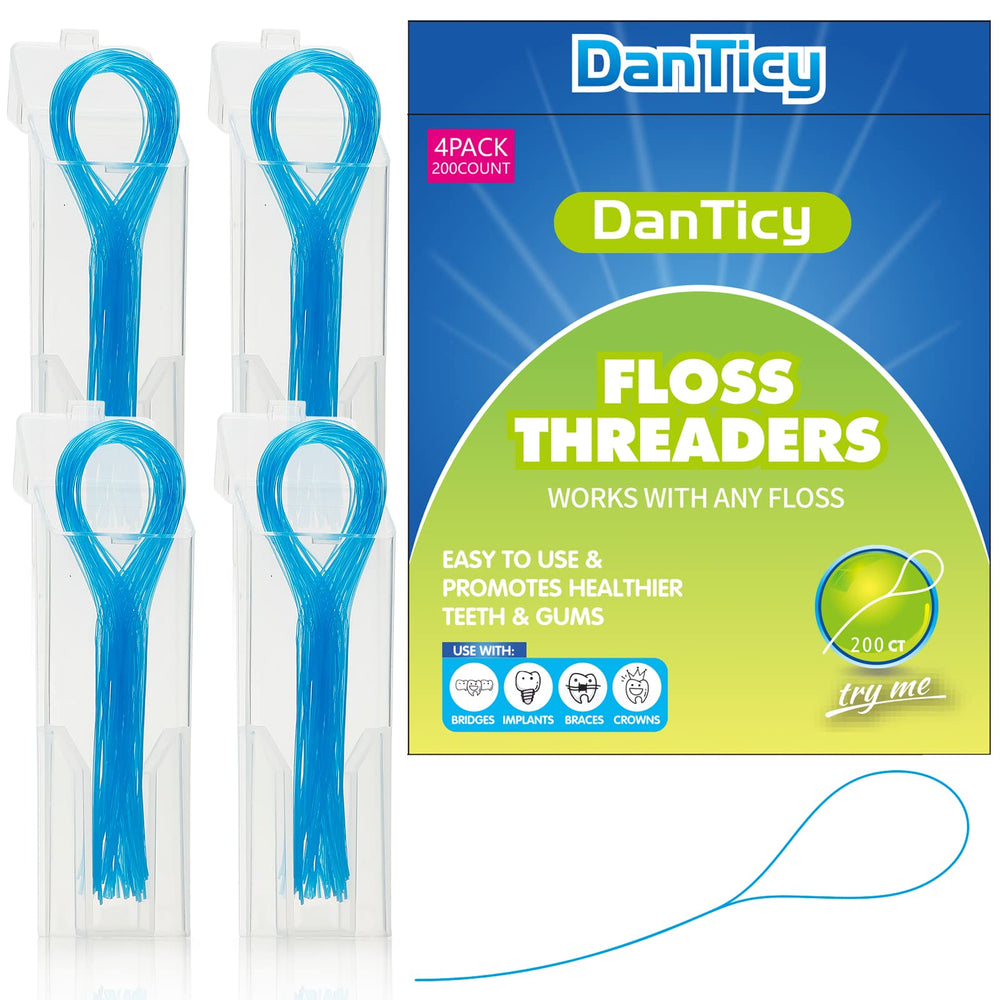 Pair of nylon floss threaders for dental cleaning