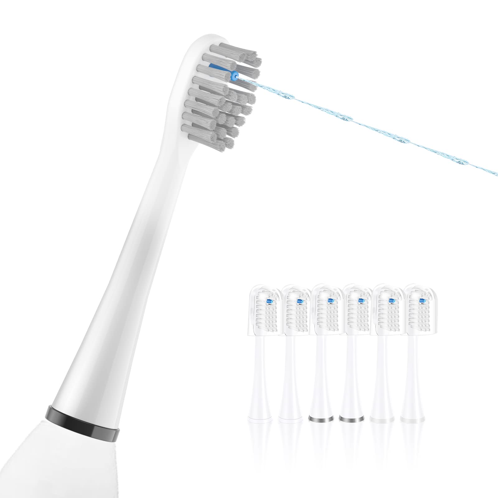 Flossing toothbrush head replacement 3-pack in white