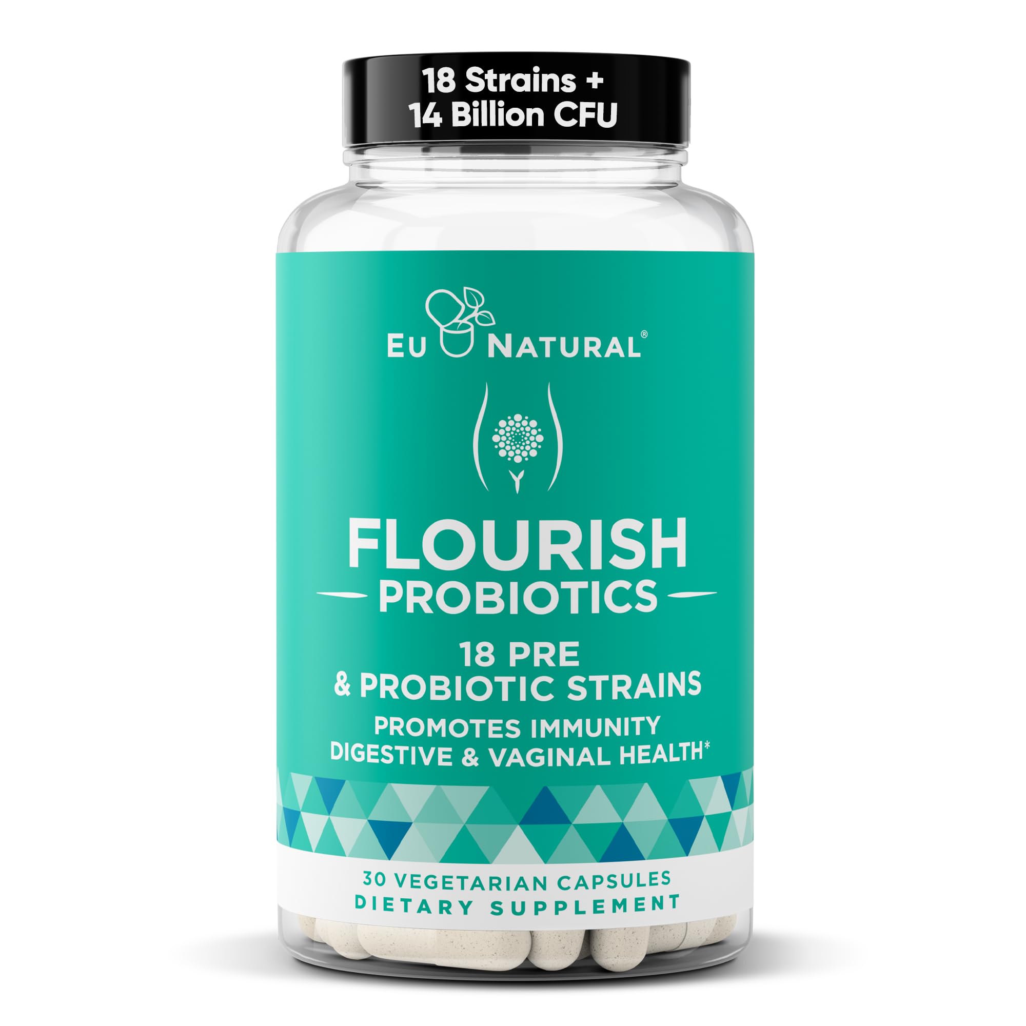 Flourish Probiotics for Women bottle on white background