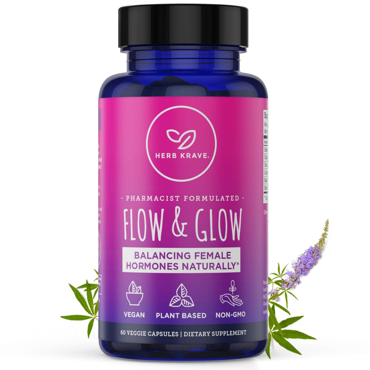 Herb Krave Flow and Glow bottle for women's hormone balance