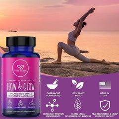 Vegan hormone balance capsules featuring maca root and vitex