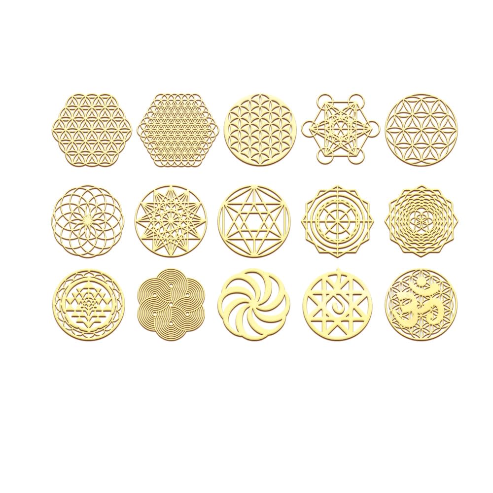Flower of Life Orgonite sticker gold plated – front view