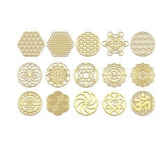 Flower of Life Orgonite sticker gold plated – front view