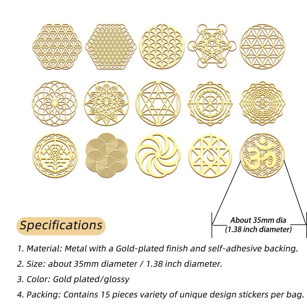 Flower of Life Orgonite sticker gold plated – flat lay