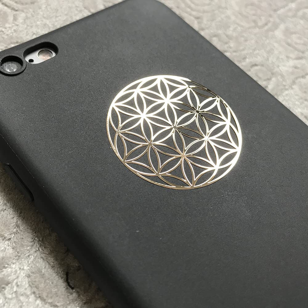 Flower of Life Orgonite sticker silver plated – front view