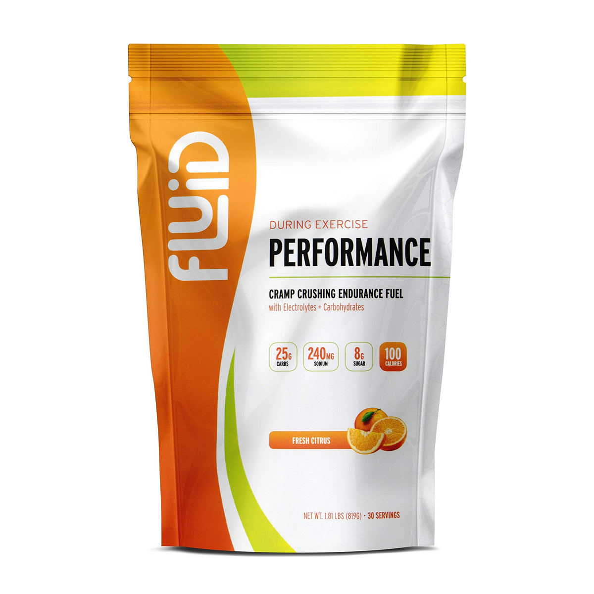 Fluid Performance Fresh Citrus packaging showing 30 servings