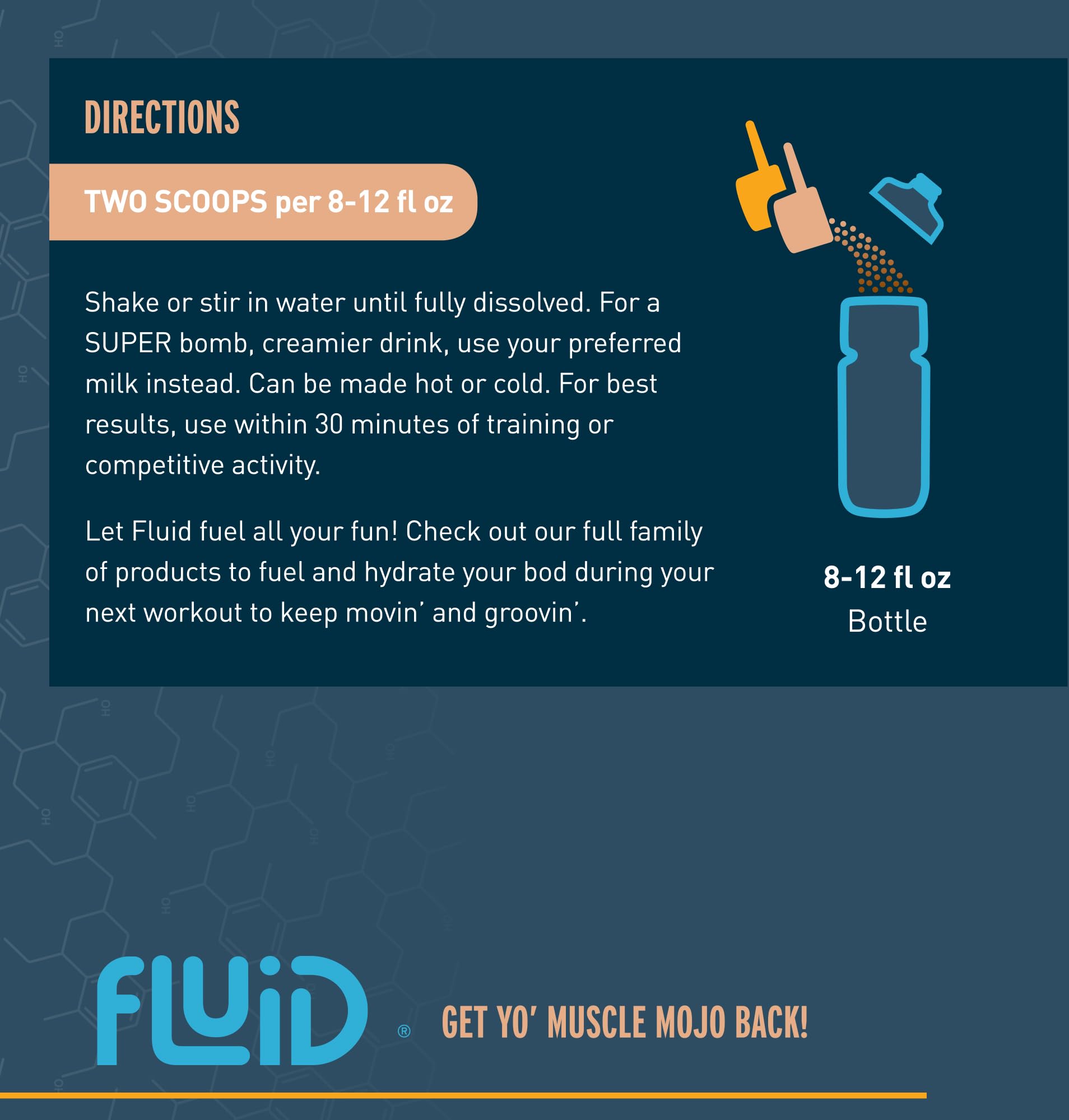 Packaging and branding of Fluid Recovery with gluten-free and lactose-free notes