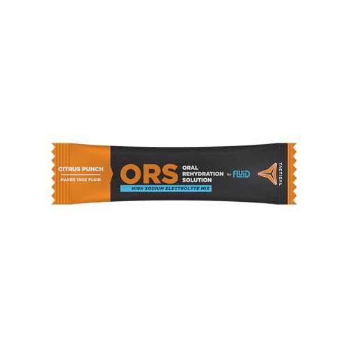 Fluid Tactical ORS Citrus Punch bottle pour demonstrates quick rehydration during workouts
